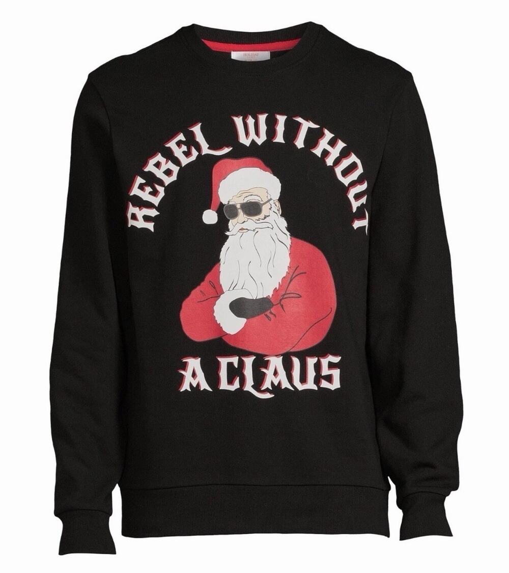 Holiday Men's Rebel Without A Claus Christmas Santa Sweatshirt Size 2XL 50 52